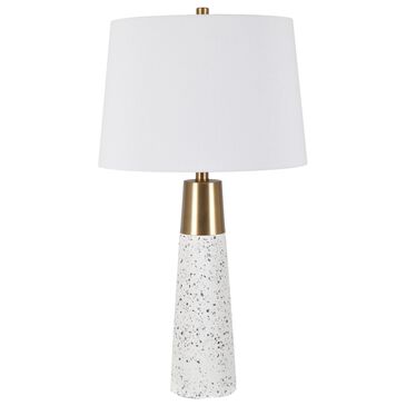 Crestview Collection Claire Stone Table Lamp in Gold and White, , large