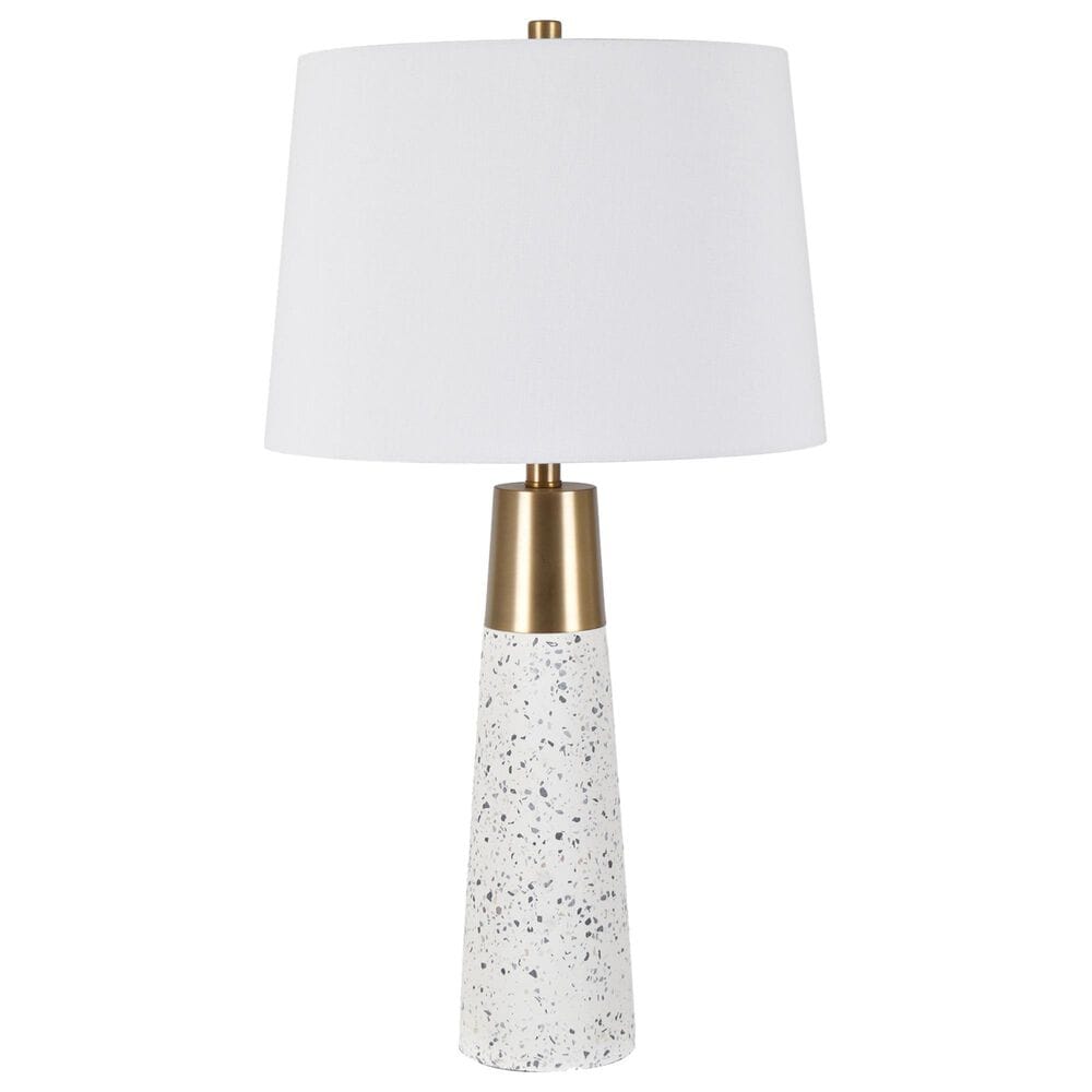 Crestview Collection Claire Stone Table Lamp in Gold and White, , large