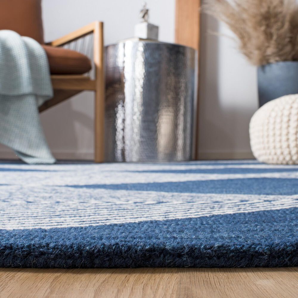 Safavieh Micro-Loop MLP618N 2&#39;3&quot; x 9&#39; Navy and Ivory Runner, , large