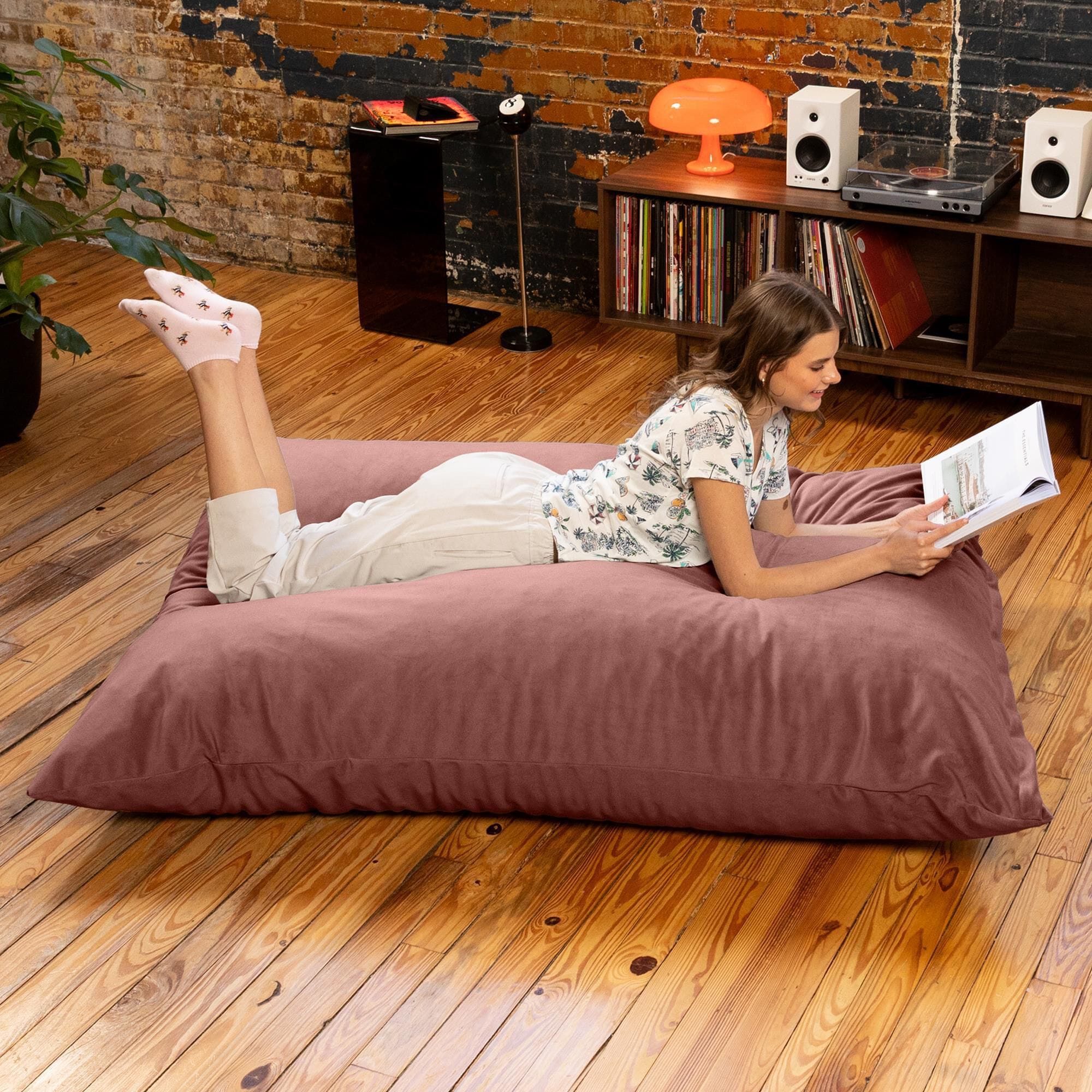 Jaxx Saxx Lush Velvet Bean Bag Lounge Chair in Mauve