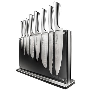 Power A Damashiro 9-Piece Nami Knife Block Set in Stainless Steel, , large