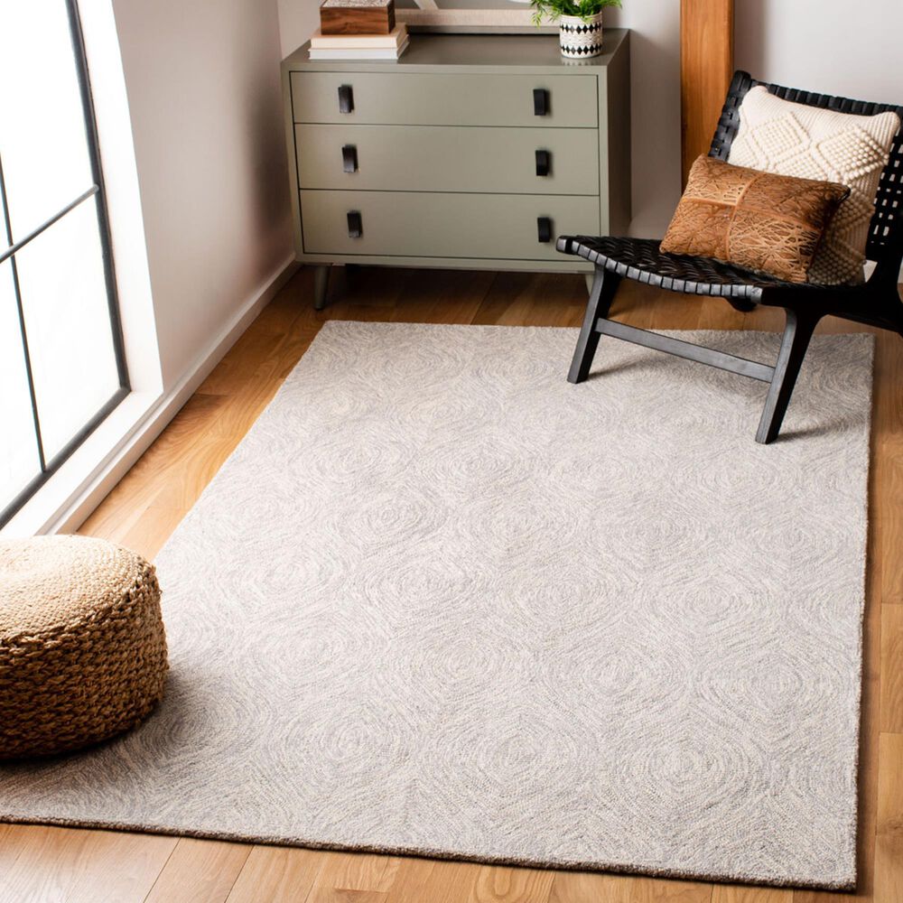 Safavieh Micro-Loop Geometric 5&#39; x 8&#39; Silver and Ivory Area Rug, , large