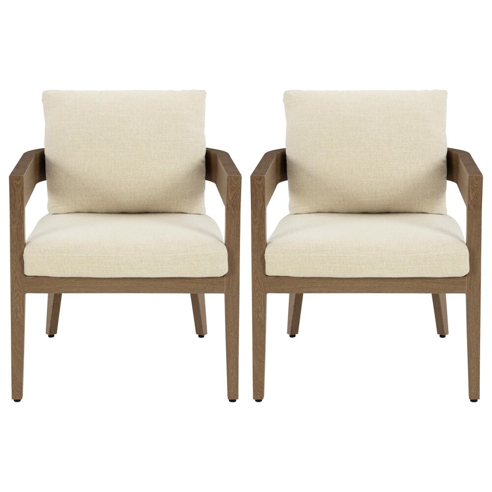 Ashley Serene Bay Patio Dining Arm Chair in White (Set of 2), , large