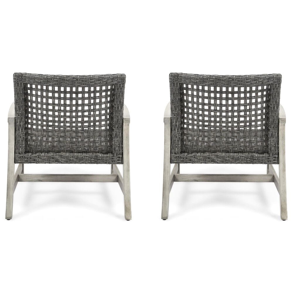 Hearth and Haven Hampton Outdoor Armchair with Wicker Seating in Black and Gray (Set of 2), , large