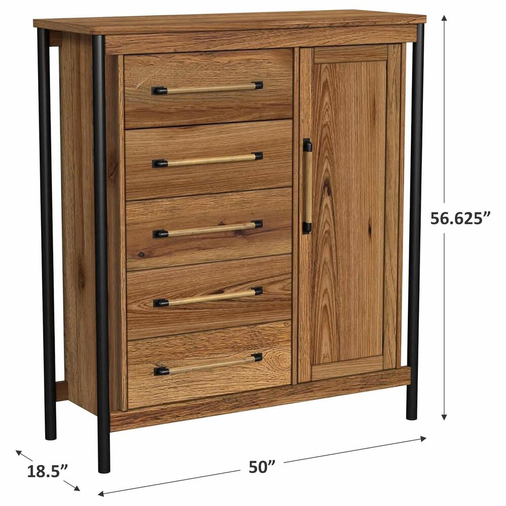 Hawthorne Furniture Norcross 5-Drawer Gentleman&#39;s Chest in Hickory and Black, , large
