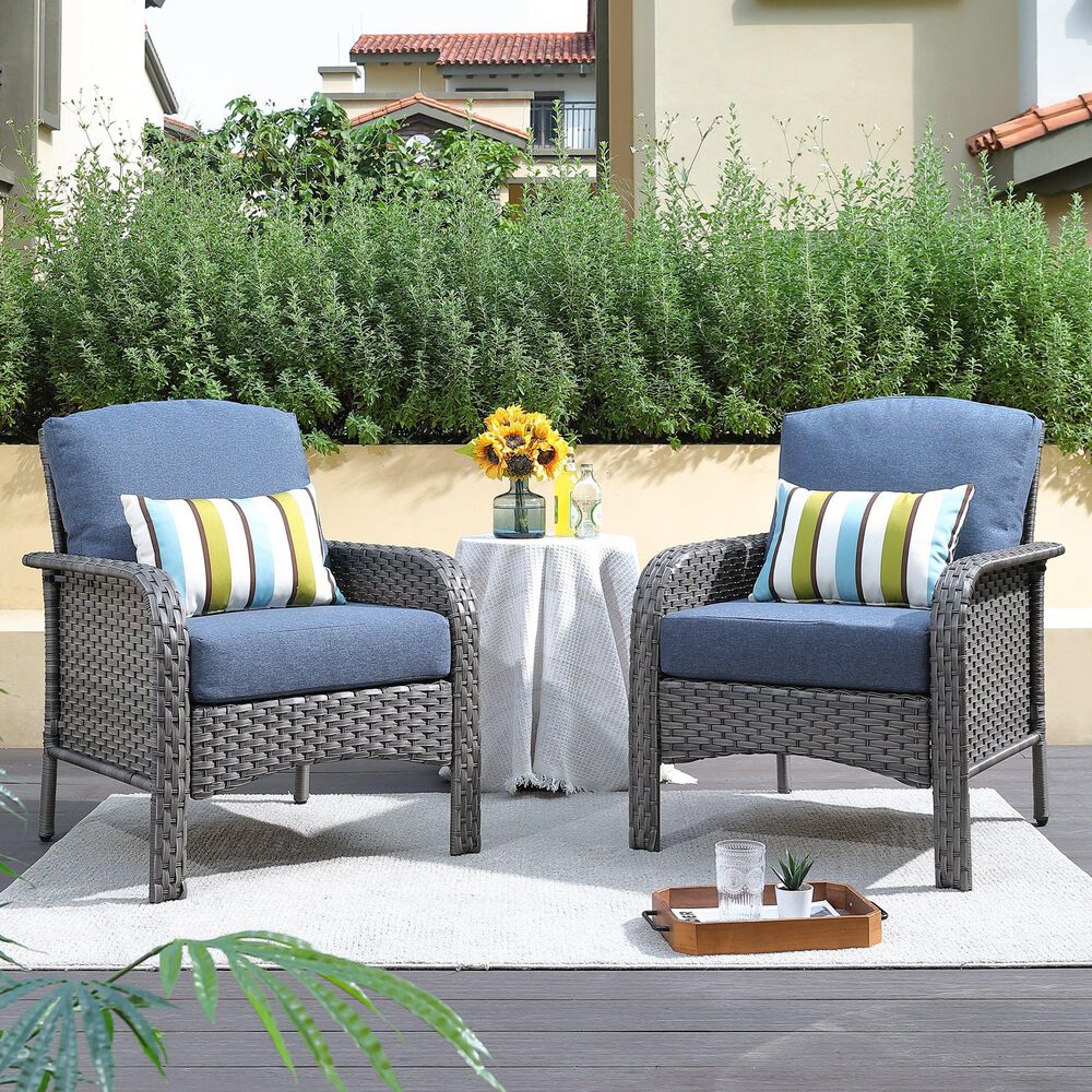 HOMLUX 27" Patio Single Chair in Denim Blue (Set of 2), , large