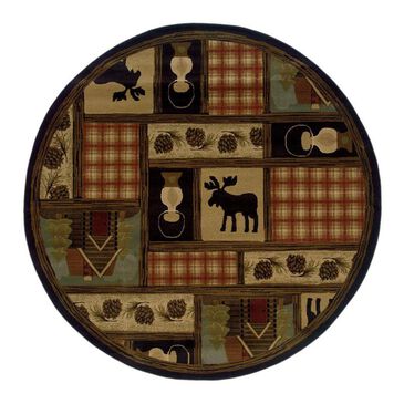 Oriental Weavers Hudson 1067A 7"8" Round Brown Area Rug, , large