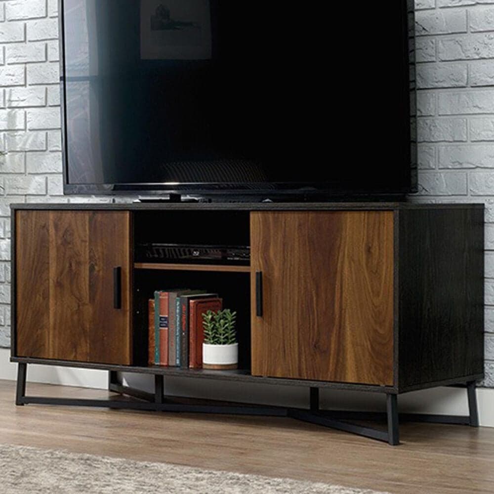 Sauder Canton Lane 54" TV Credenza in Brew Oak, Grand Walnut and Black, , large