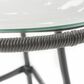 Hearth and Haven Orlando Outdoor Round Side Table with Glass Top in Gray, , large