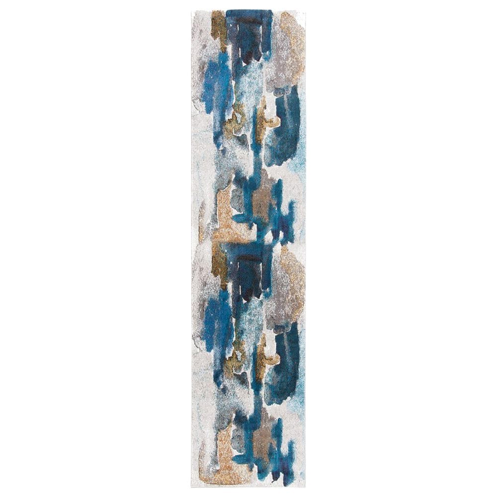 Safavieh Aria Abstract 2" x 8" Ivory and Navy Runner, , large