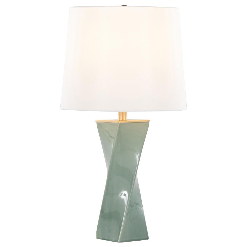 LumiSource Curvo Square Ceramic Table Lamp in Sage Green, , large