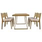 Hearth and Haven 5-Piece Outdoor Wooden Dining Set with U-Leg Table and Cushioned Chairs in Beige, , large