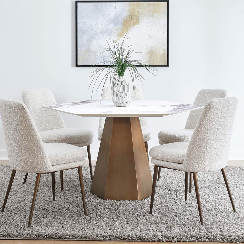 37B Balos Hexagonal Dining Table in Chanelle and Bronze - Table Only, , large