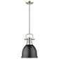 Golden Lighting Duncan Small Pendant in Matte Black with Rod in Pewter, , large
