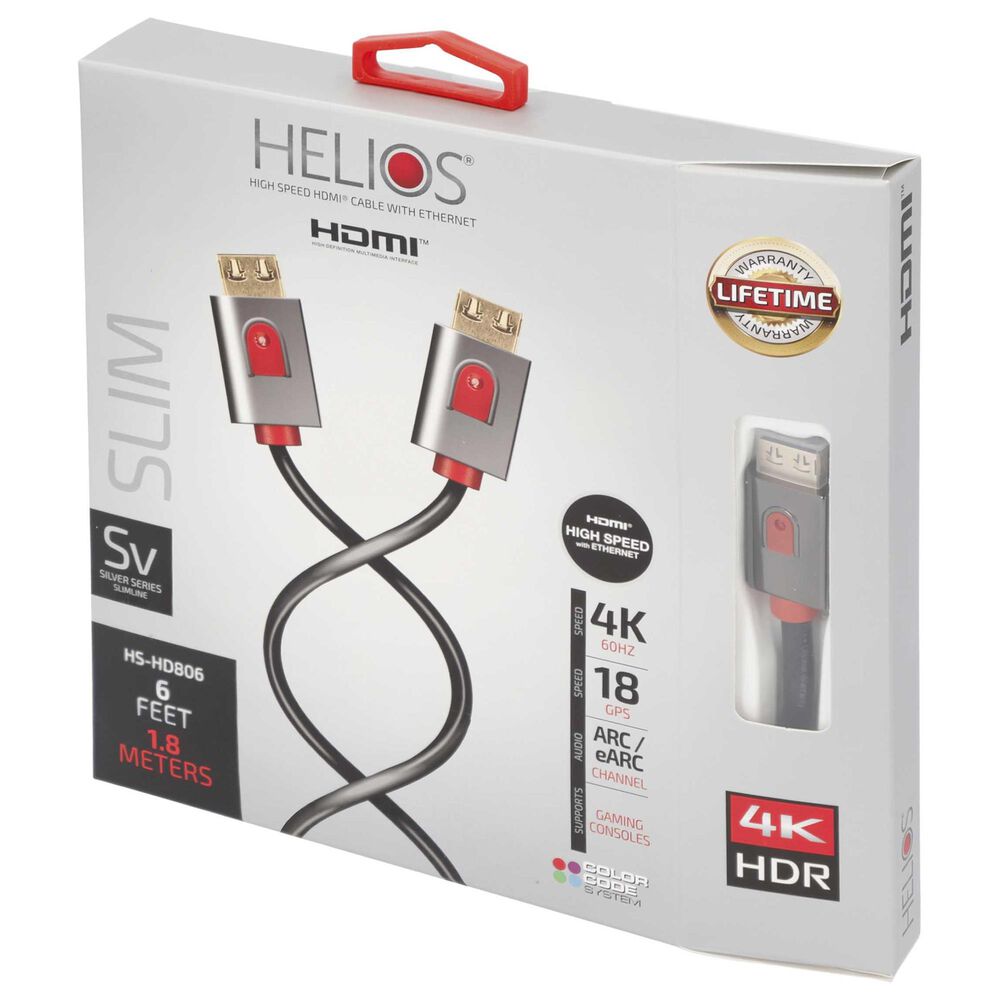 Helios 2-Piece 7 Outlet Surge Protector and Silver Series 6' HDMI Cable in Black, , large