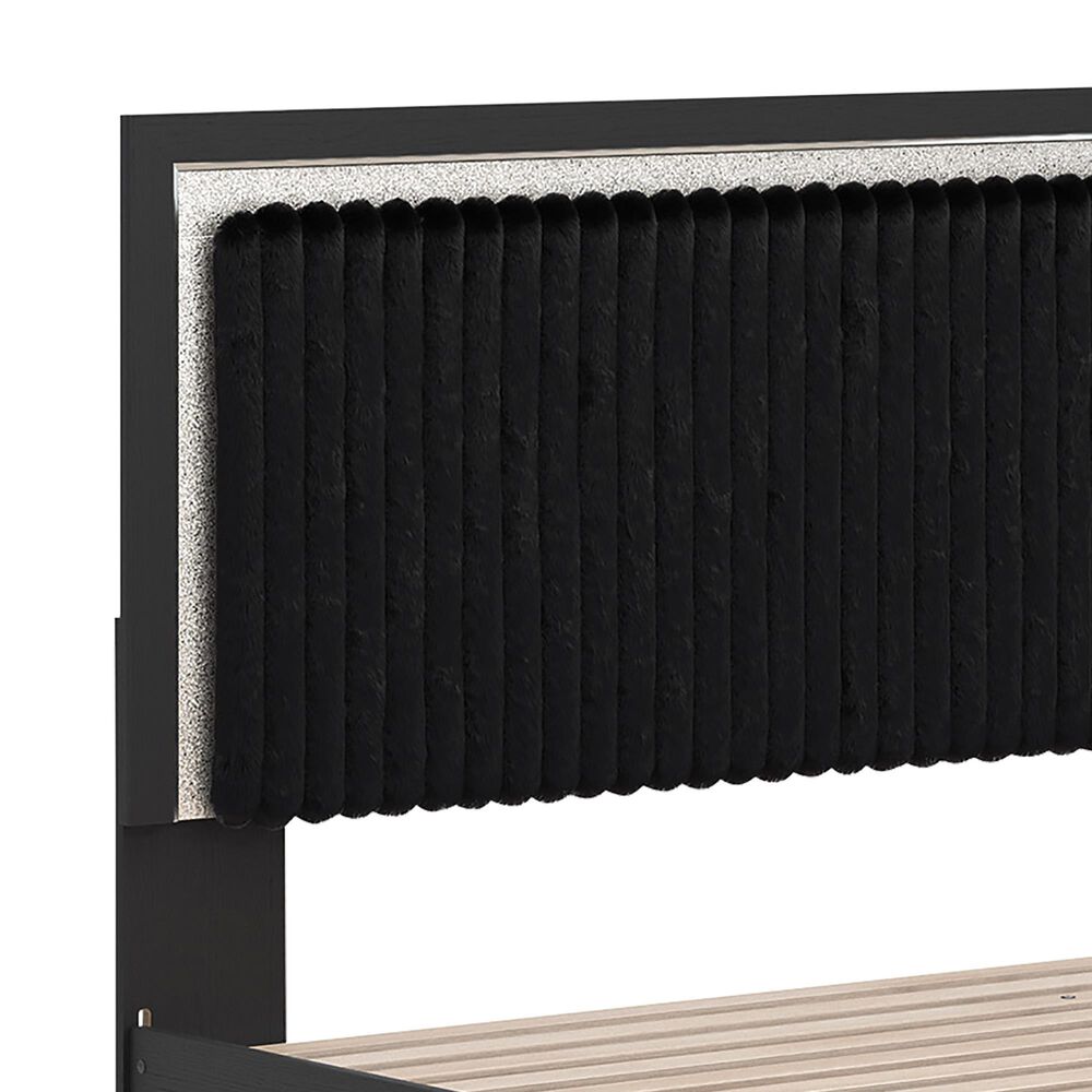 Ashley Zuraleus King Upholstered Storage Bed in Matte Black and Chrome, , large
