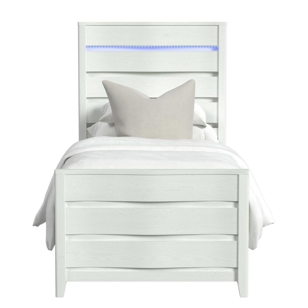 Mayberry Hill Tobias Twin Panel Bed with LED in White, , large