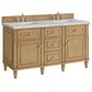 James Martin Vanities Lorelai 60" Double Bathroom Vanity in Light Natural Oak with 3 cm Eternal Jasmine Pearl Silestone Top, Rectangular Sinks and FreePower Wireless Charger, , large
