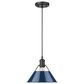 Golden Lighting Orwell 1-Light Medium Pendant with Matte Navy Shade in Matte Black, , large