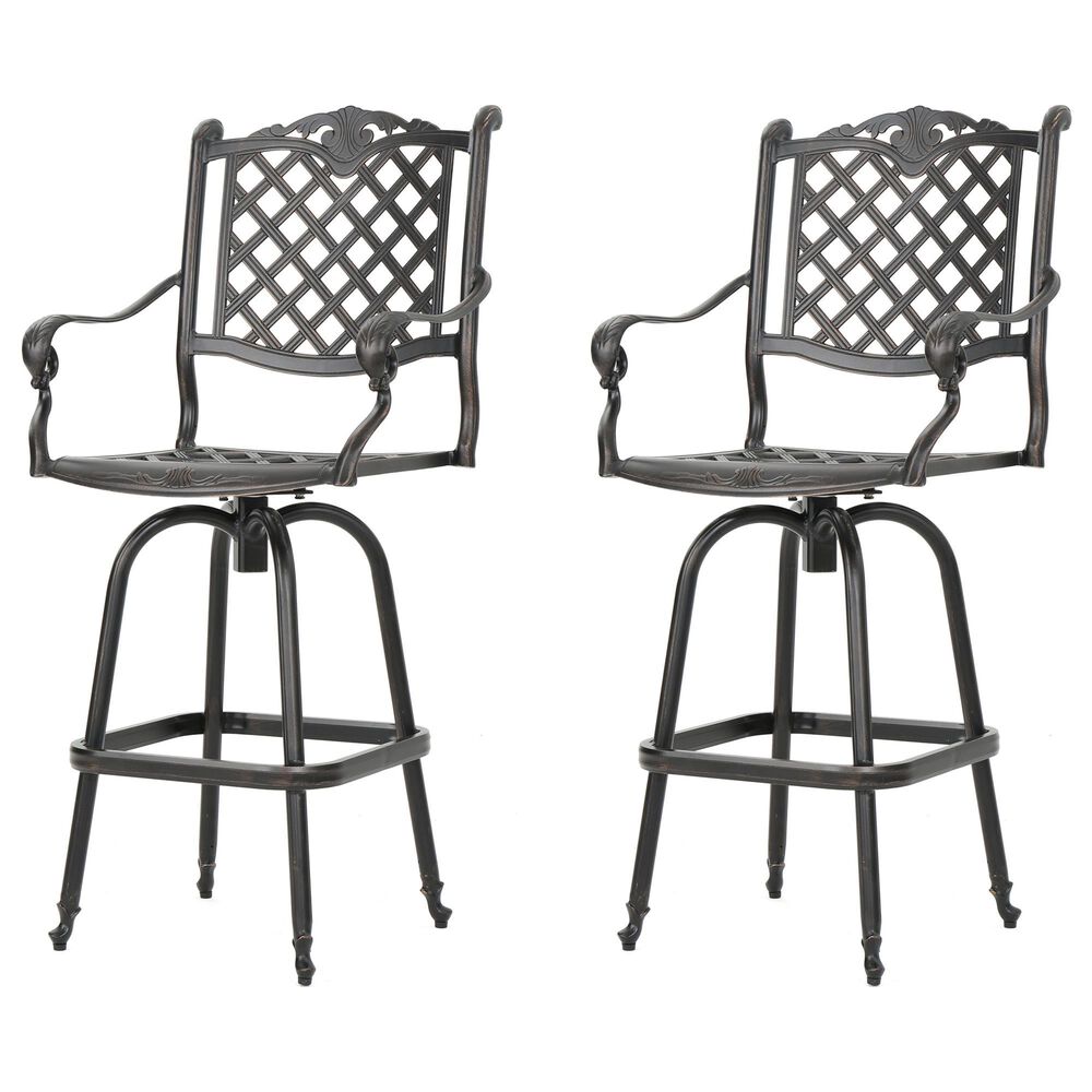 Noble House Avon Patio Barstool in Shiny Copper &#40;Set of 2&#41;, , large