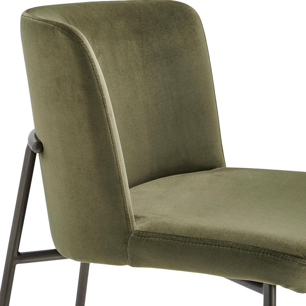 Moe's Home Collection Early Counter Stool with Faux Green Mohair Upholstery in Blackened Bronze, , large