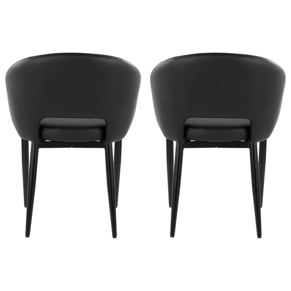 LumiSource Renee Arm Chair with Black Faux Leather Cushion in Black (Set of 2), , large