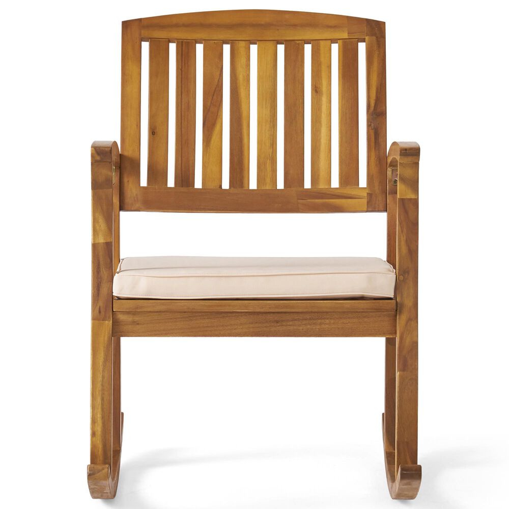 Noble House Selma Patio Rocking Chair in Cream, , large