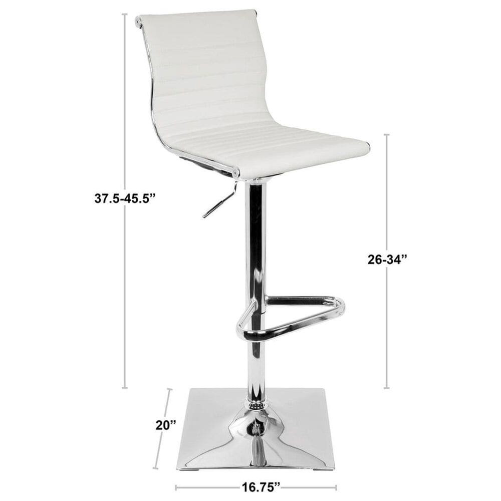 Lumisource Masters Swivel Adjustable Barstool with White Cushion in Chrome, , large