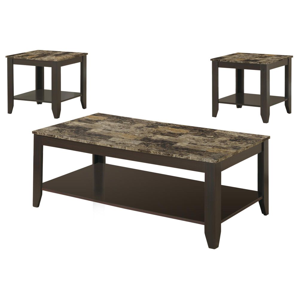 Monarch Specialties 3-Piece Table Set with Shelf in Espresso, , large