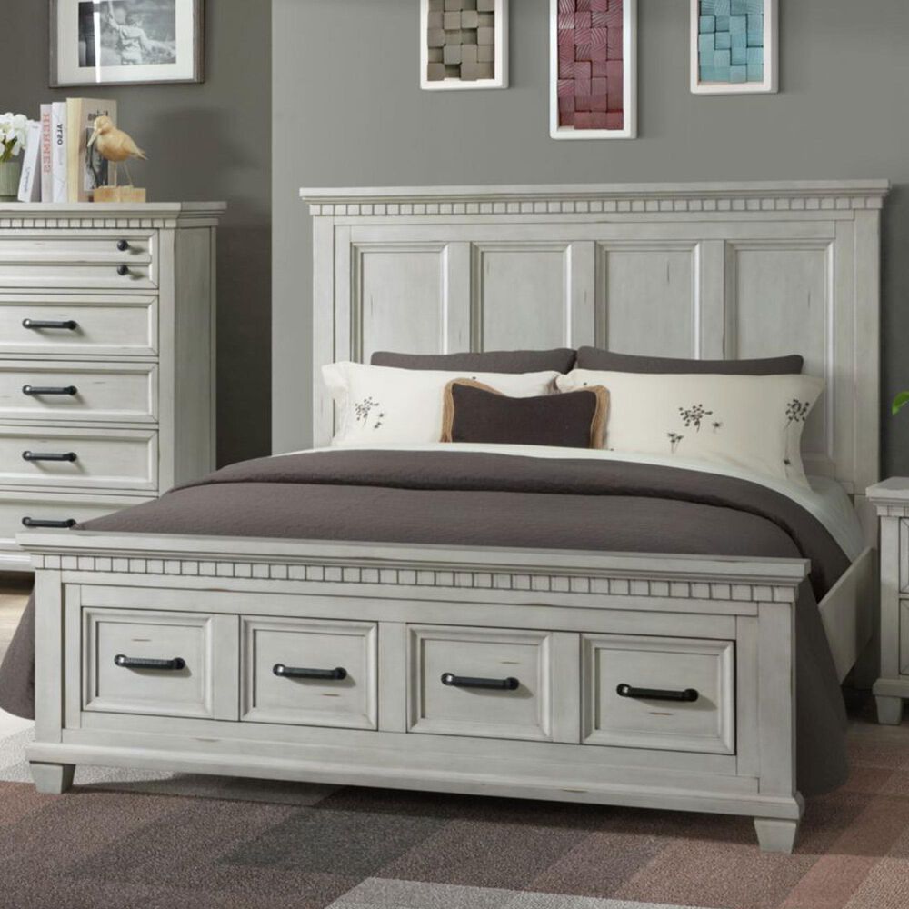 Mayberry Hill Mccoy King Storage Bed in White, , large