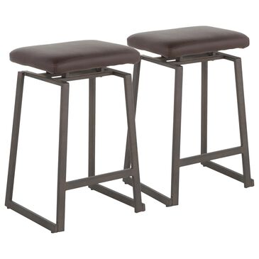 Lumisource Geo Counter Stool in Brown/Antique (Set of 2), , large