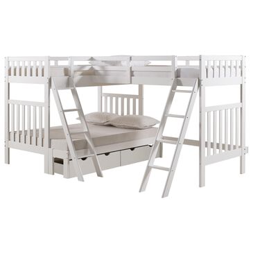 Timberlake Aurora Twin Over Full Storage Bunk Bed with Tri-Bunk Extension in White, , large