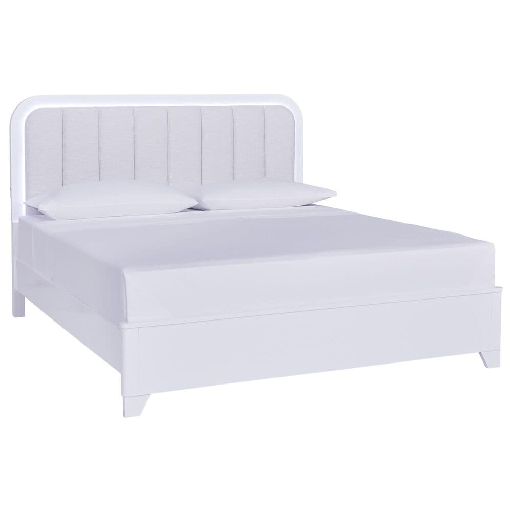 Ashley Jarlee Queen Upholstered Platform Bed in White with Lighting, , large