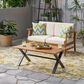 Hearth and Haven Outdoor Coffee Table with Metal X-Frame Base in Brown and Black, , large