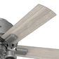 Hunter Hartland Low Profile 44" Ceiling Fan with LED Lights in Matte Silver, , large