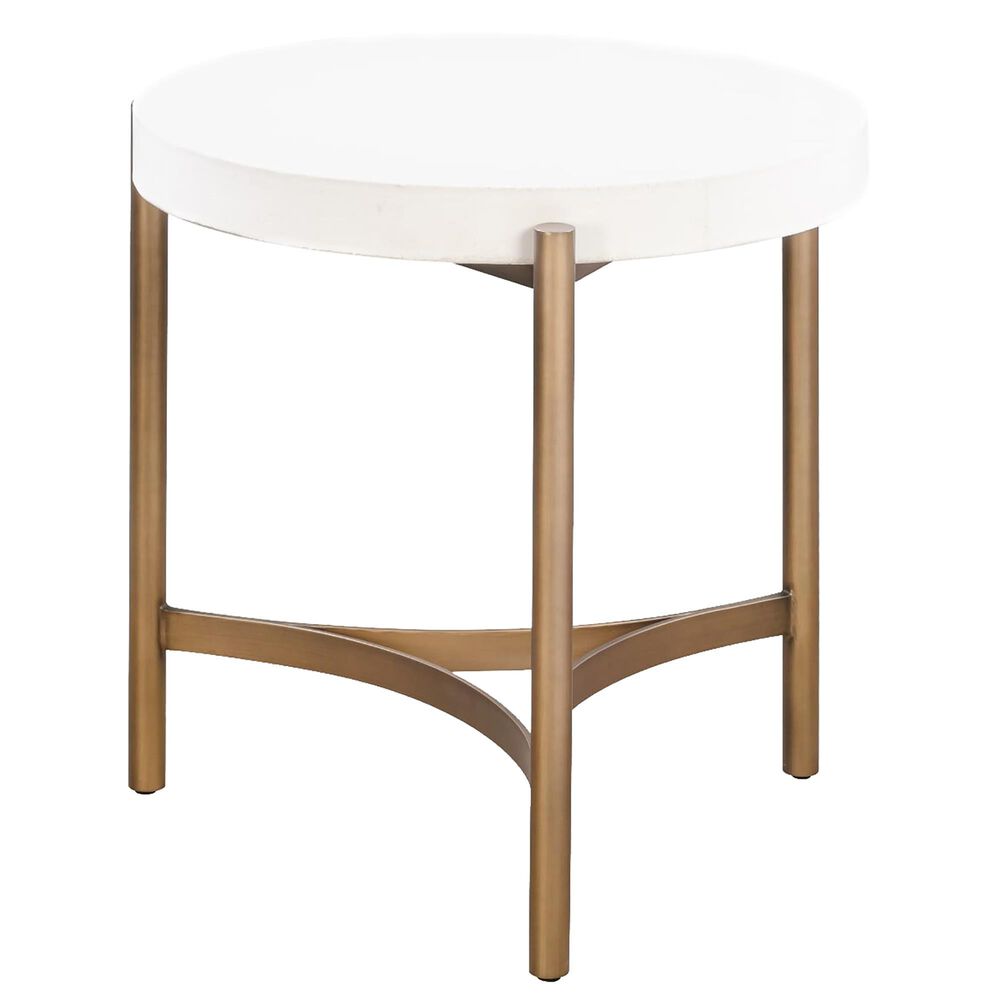 Urban Home Lyon Round End Table in Ivory and Brushed Bronze, , large