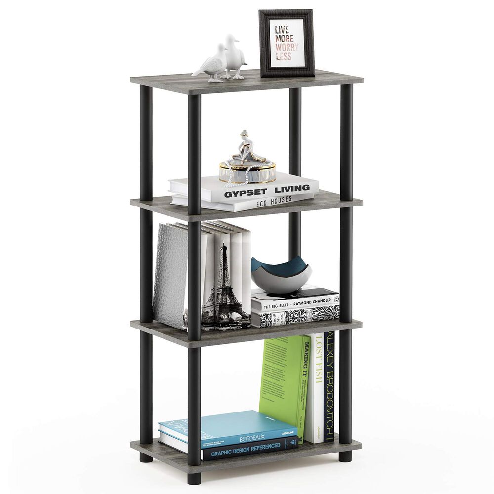 HOMLUX Turn-N-Tube 4-Tier Storage Shelf in French Oak and Black, , large