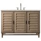 James Martin Vanities Portland 48" Single Bathroom Vanity in Whitewashed Walnut with 3 cm Victorian Silver Quartz Top and Rectangular Sink, , large
