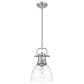Golden Lighting Duncan 1-Light Small Pendant with Rod and Clear Shade in Pewter, , large
