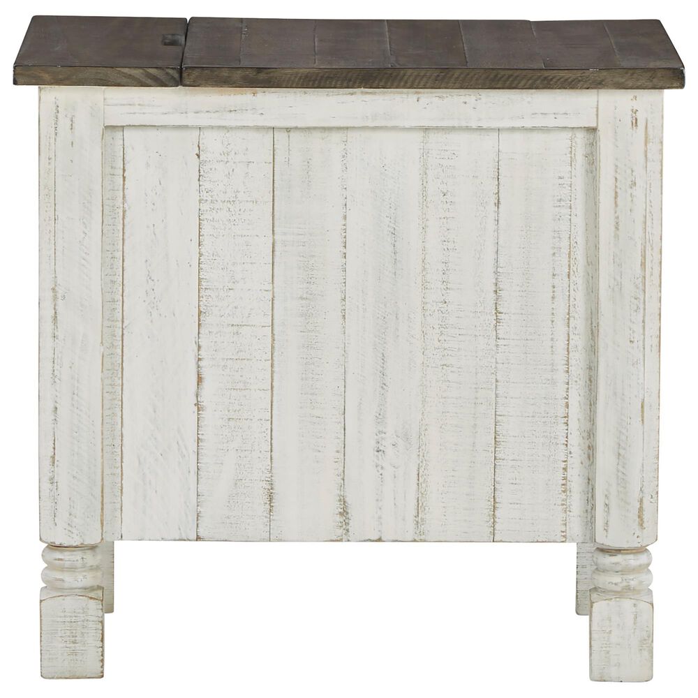 Ashley Havalance Chairside End Table in Distressed Vintage White and Weathered Gray, , large