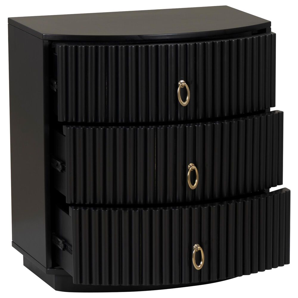 Linon Home Decor Chantel 3-Drawer Nightstand in Black, , large