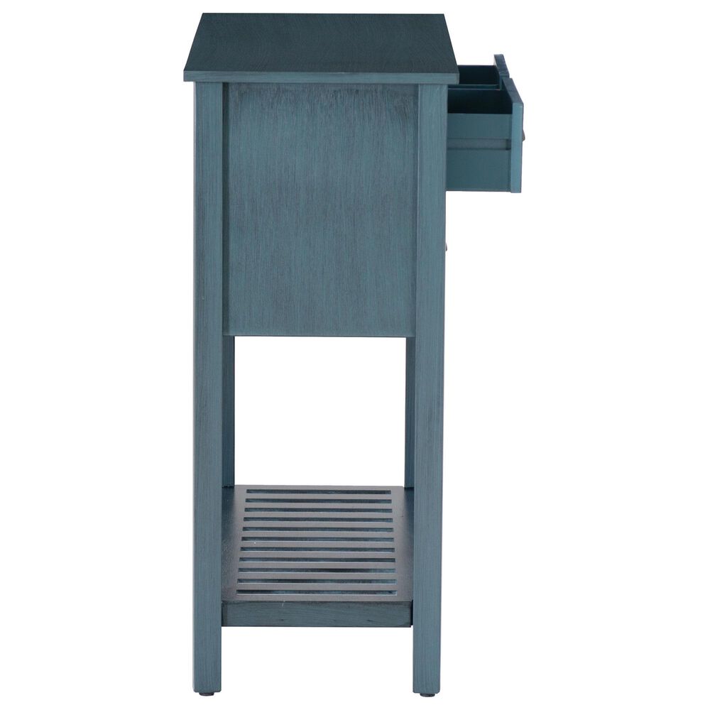 Linon Home Decor Brimley Beadboard Console Table in Dark Teal Blue, , large