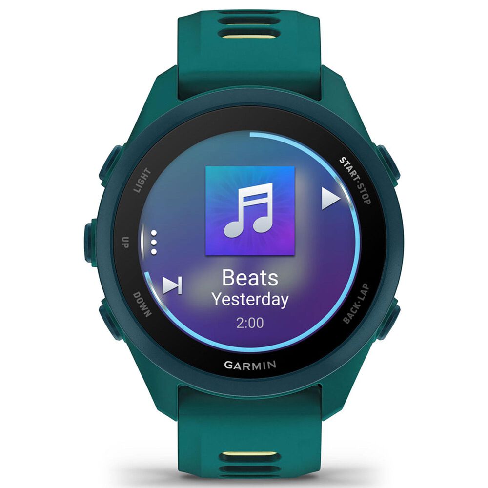 Garmin Forerunner 170 Music Smartwatch 42mm Teal Green Case with Teal Green and Citron Silicone Band, , large