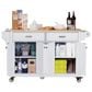 HOMLUX Kitchen Island with Rubber wood Countertop in White, , large