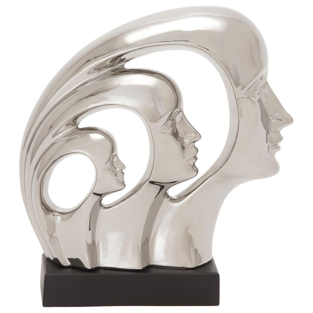 Maple and Jade 12" Contemporary Porcelain Sculpture in Silver and Black, , large