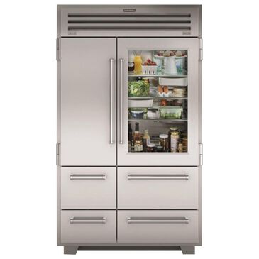 Sub Zero 48" Pro Refrigerator and Freezer with Glass Door in Stainless Steel, , large