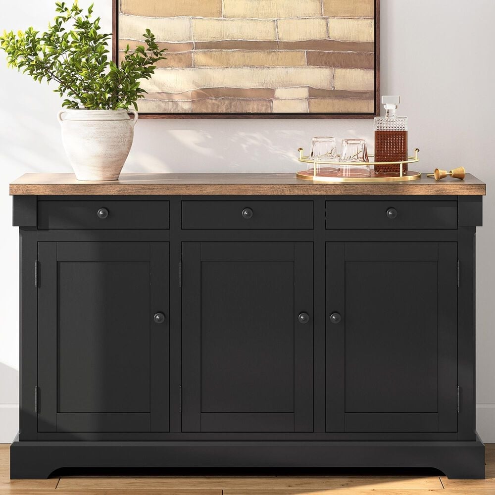 Ashley Wildenauer Dining Room Buffet in Warm Satin Black and Brown, , large