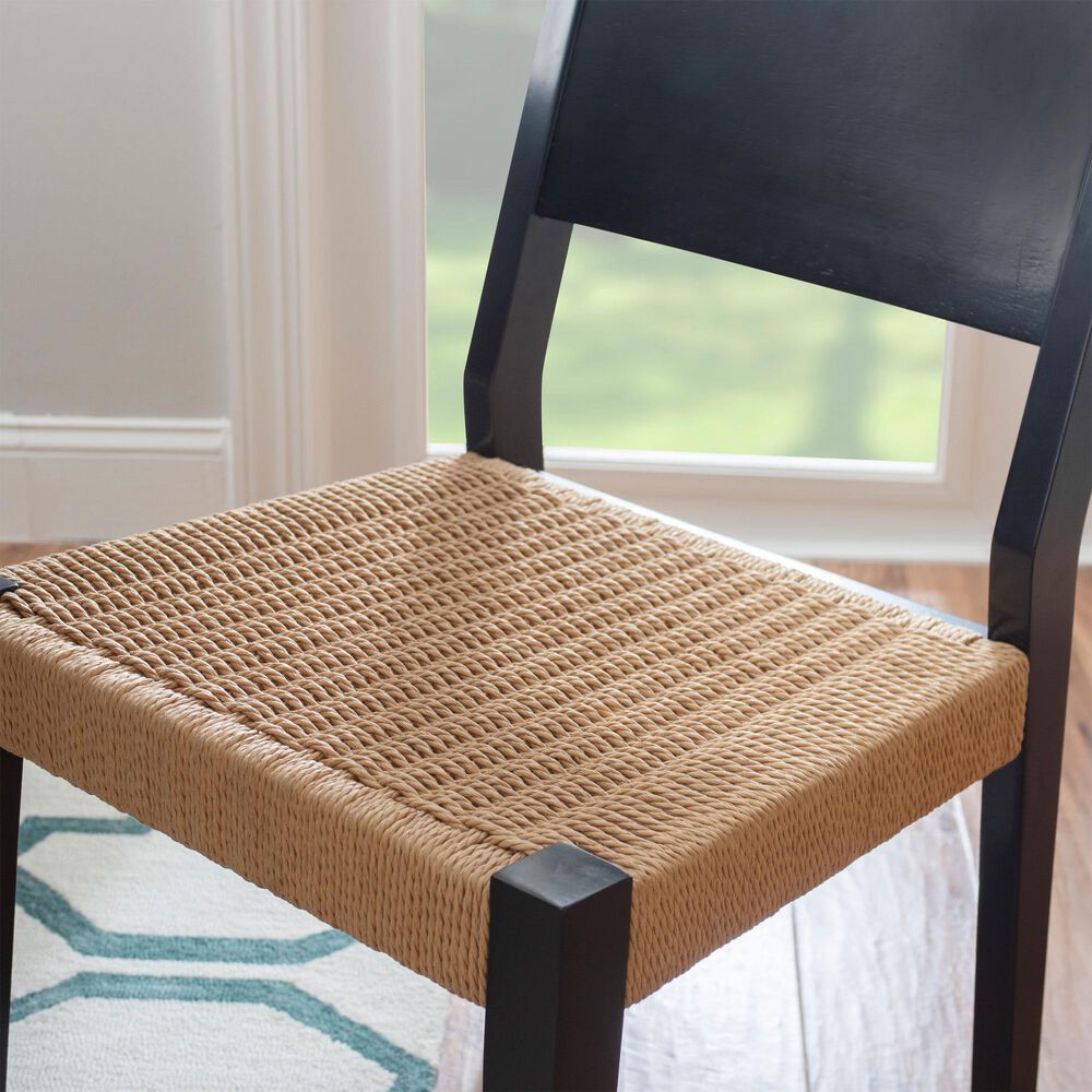 Linon Home Decor Cadence Side Chair with Woven Rope Seat in Black, , large