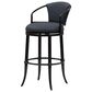 Armen Living Otis Bar Height Stool with Night Life Blue Upholstery in Dark Brown, , large