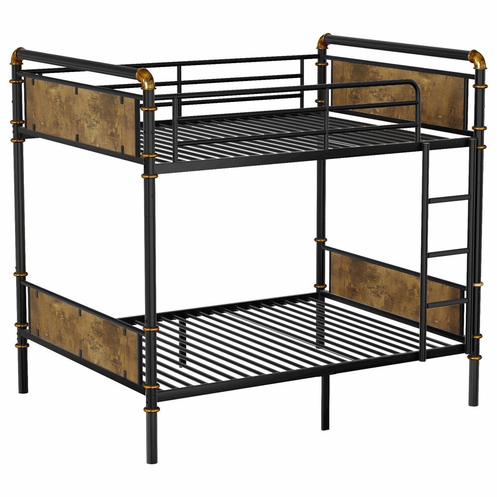 Hearth and Haven Twin XL over Twin XL Detachable Bunk Bed in Black and Gold, , large